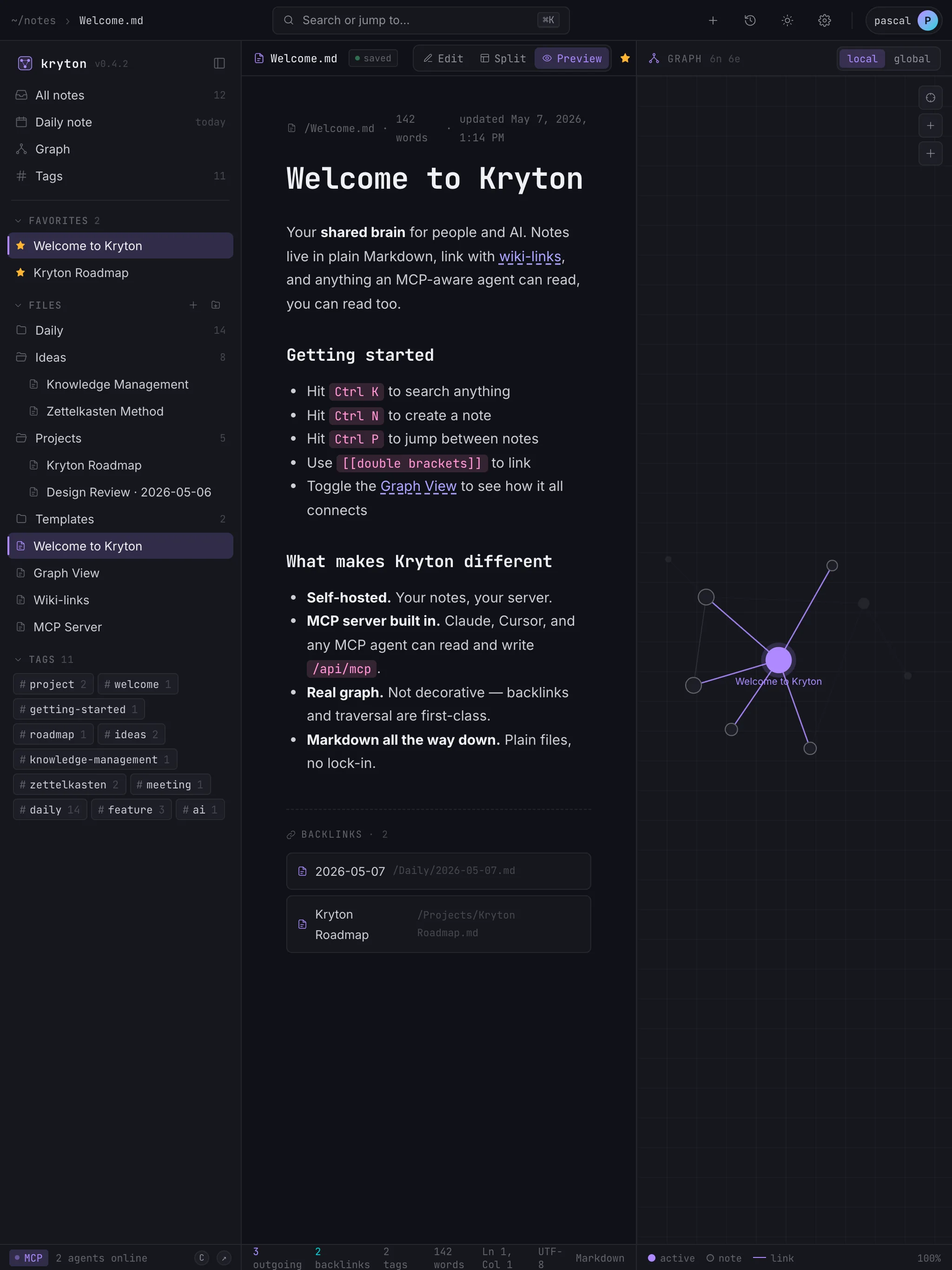 Kryton on iPhone: a list of notes.